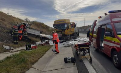 În accident au fost implicate un TIR și un camion/ Foto: ISU Cluj
