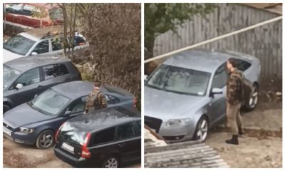 Atenție, șoferi! Un individ a fost filmat în timp ce “verifica” portierele mașinilor parcate pe o stradă din Cluj-Napoca