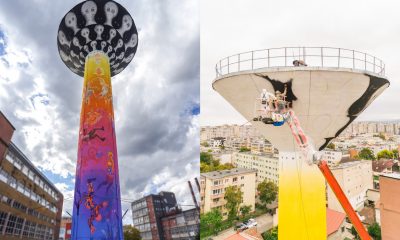 „Castelul de apă”, un turn de 40 de metri din Mărăști, transformat prin artă stradală / Foto: Asociația Launloc