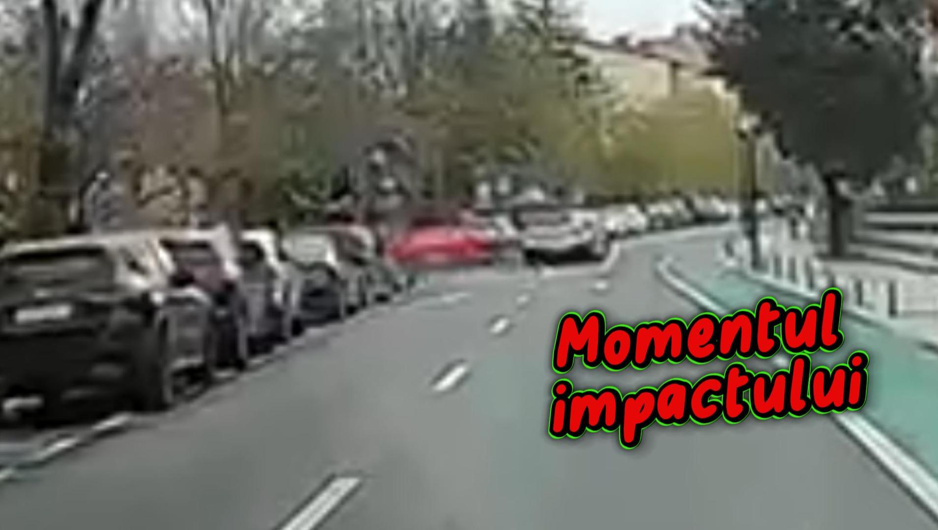 Momentul impactului! Bolid de viteză, avariat într-un accident în centrul Clujului - VIDEO și FOTO