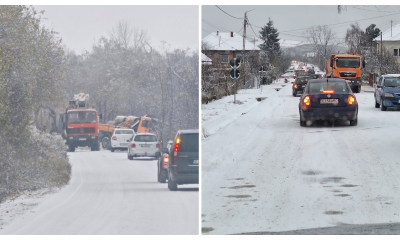 Probleme mari cu zăpada în zona Chinteni (Pădureni, Deușu). Iarna i-a prins pe drumari la căldură - FOTO