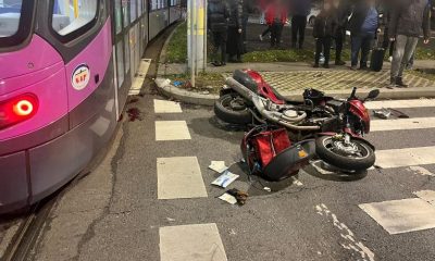 Accident rutier între un tramvai și o motocicletă/Foto: ISU Cluj