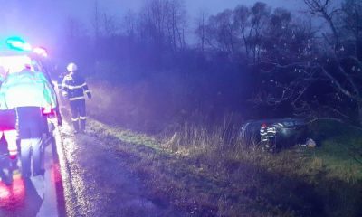 Un accident rutier a avut loc, sâmbătă seara, în localitatea Bologa din județul Cluj/ Foto: ISU Cluj