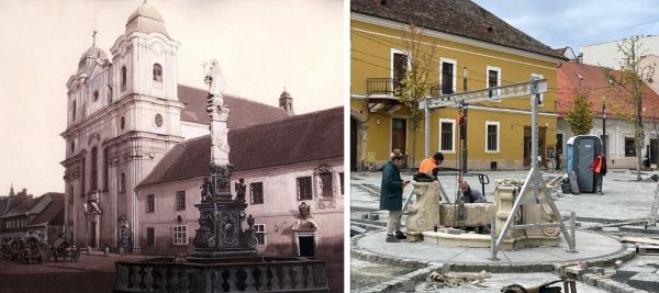 „Statuia Ciumei” la începutul secolului XX și în prezent/ Foto 1: visitcluj.ro - Foto 2: monitorulcj.ro