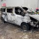 Microbuz distrus de flăcări într-o parcare privată din Cluj-Napoca / Foto: ISU Cluj