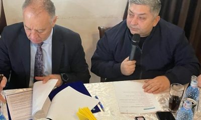 Semnarea contractului pentru proiectul Apă în Apuseni - Directorul Companiei de Apă Someș Călin Neamțu și președintele CJ Cluj Alin Tișe  Foto CJ Cluj