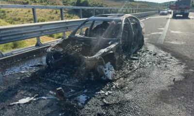 Autoturism cuprins de flăcări pe Autostrada A3, Cluj