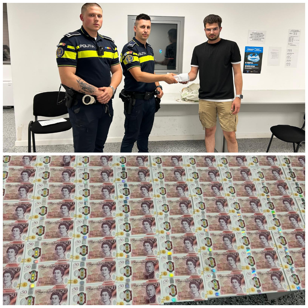 Polițiștii din Cluj au recuperat 23.950 lire pierdute de un angajat al unei case de schimb