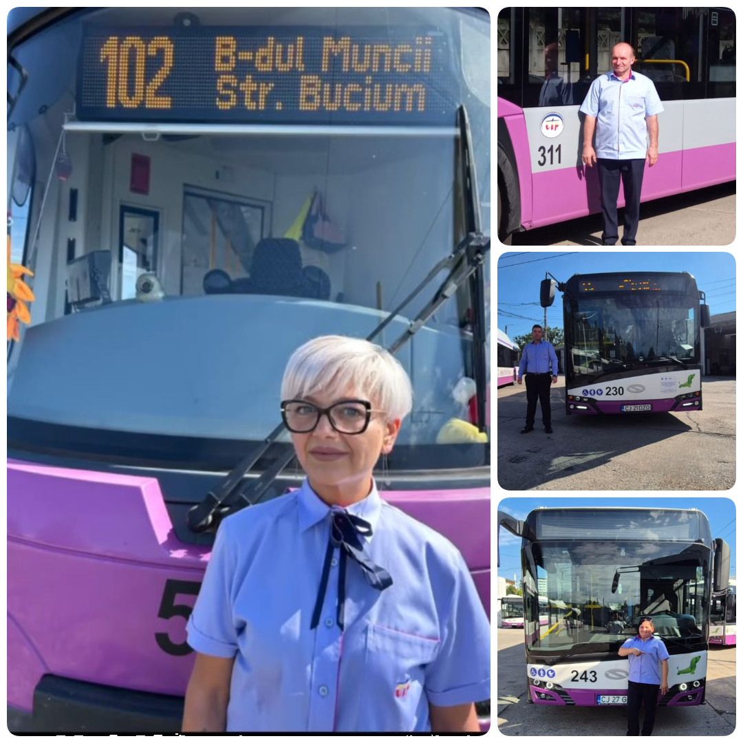 Șofer CTP Cluj-Napoca în uniformă nouă, iulie 2025, transport public modern