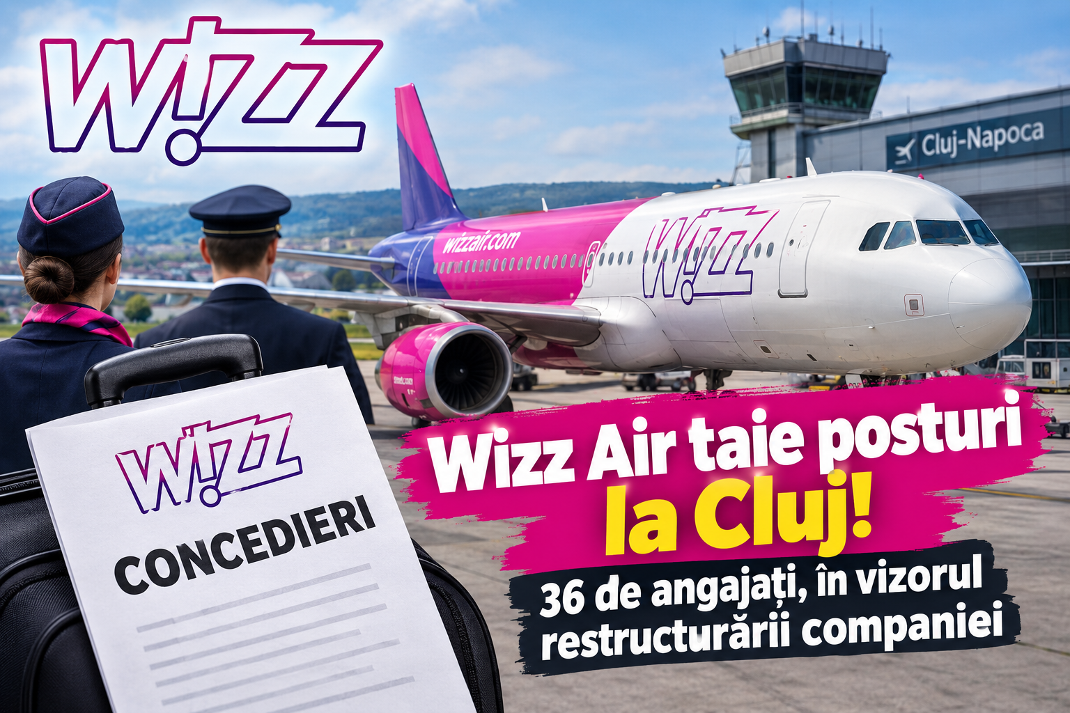 Wizz Air pregătește concedieri la baza din Cluj